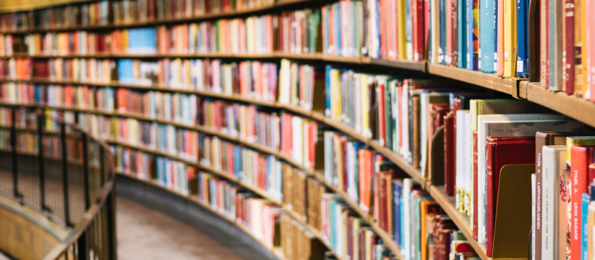 big library with book shelves